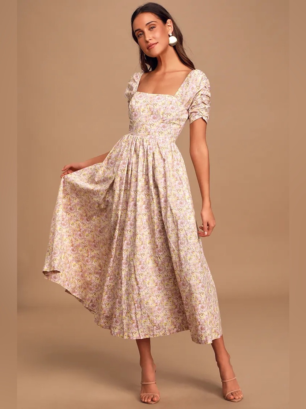 NWT Free People Puff Sleeve She’s A Dream Midi Dress - Pink Floral 6